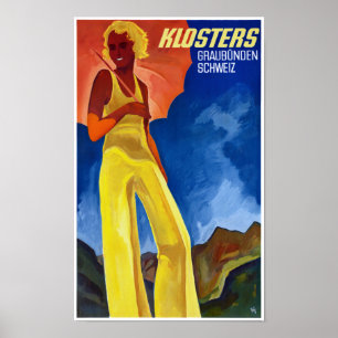 Switzerland Graubünden Vintage Poster Restored