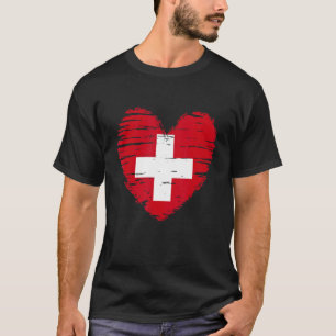 Switzerland Heart Swiss Flag Swiss Pride T-Shirt