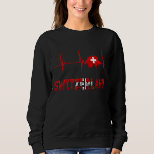 Switzerland Heartbeat EKG Pulse Schweiz Swiss Flag Sweatshirt