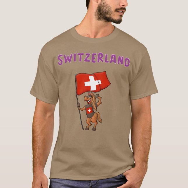 Switzerland Horse Swiss Fans girl T-Shirt (Front)