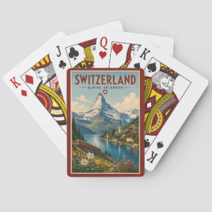 Switzerland Illustration Travel Art Vintage Playing Cards