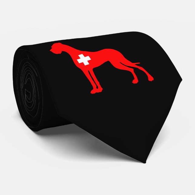 Switzerland inspired Great Dane Silhouette  Tie (Rolled)