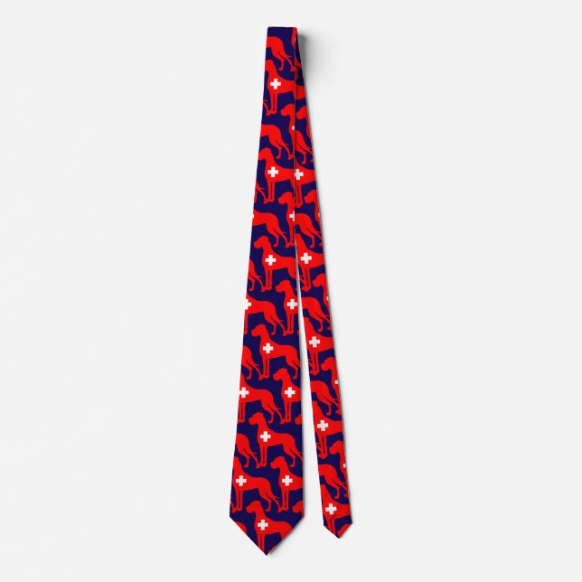 Switzerland inspired Great Dane Silhouette  Tie (Front)