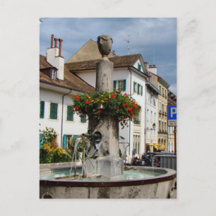 Switzerland, Lake Geneva, Nyon, Fountain Postcard