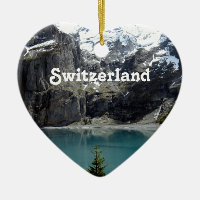 Switzerland Landscape Ceramic Tree Decoration (Front)