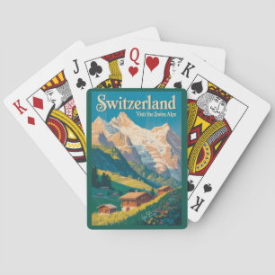 Switzerland Landscape Illustration Travel Art Playing Cards