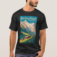 Switzerland Landscape Illustration Travel Art
