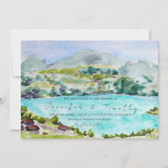 Switzerland landscape watercolour painting  invitation (Front)