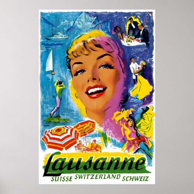 Switzerland Lausanne Travel Poster  (Front)