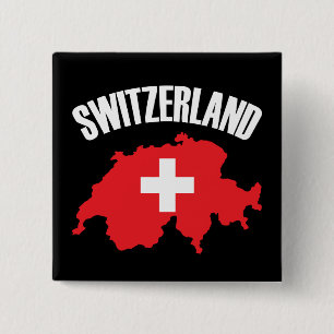 Switzerland Map Flag 15 Cm Square Badge