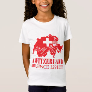 Switzerland Map Flag Since 1291 Mountains T-Shirt