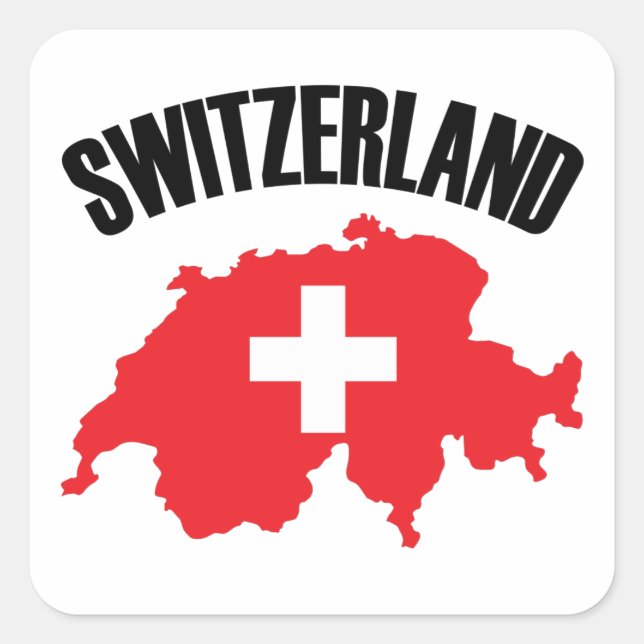 Switzerland Map Flag Square Sticker (Front)