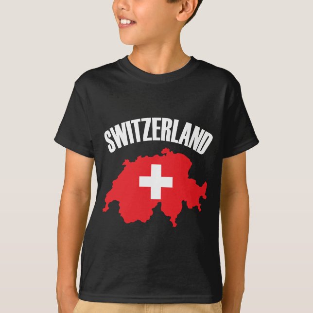 Switzerland Map Flag T-Shirt (Front)