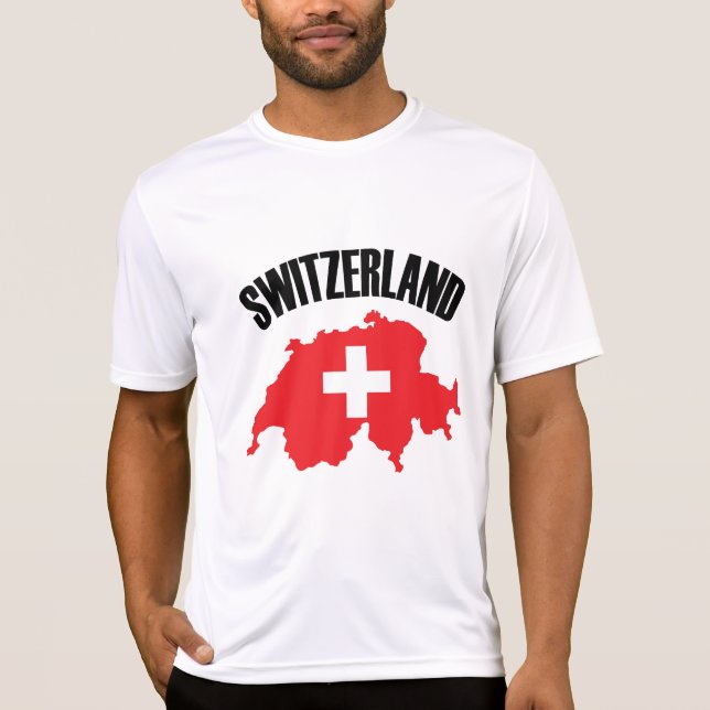 Switzerland Map Flag T-Shirt (Front)