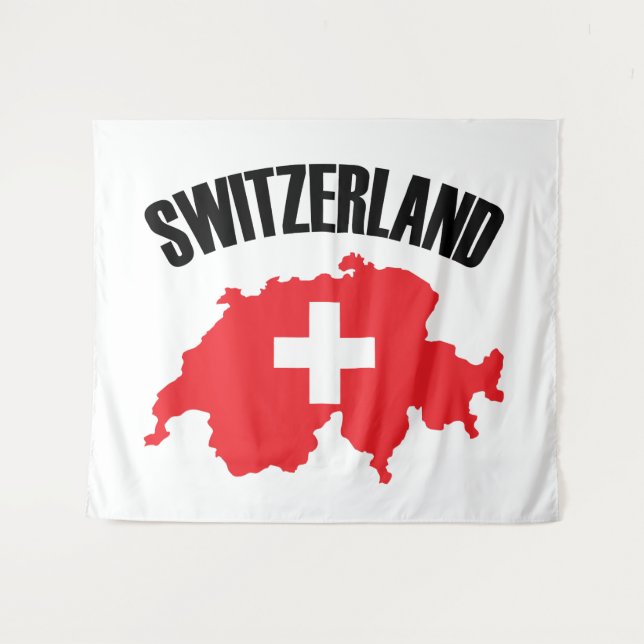 Switzerland Map Flag Tapestry (Front (Horizontal))