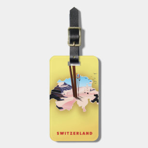 Switzerland map Ski sporting travel poster Luggage Tag