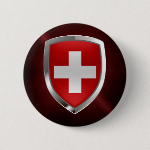 Switzerland Metallic Emblem 6 Cm Round Badge