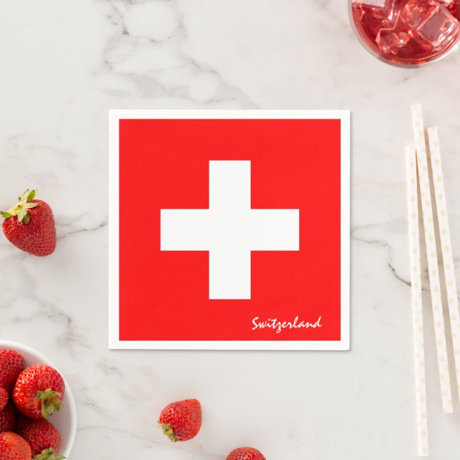 Switzerland Napkins, Swiss Flag party /sport fans Napkin (Insitu)