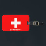 Switzerland National Flag Patriotic Luggage Tag<br><div class="desc">Switzerland National Flag Patriotic Luggage Tag with the Switzerland flag printed over the one side of the tag. Country name written with the vibrant font is integrated in the design on the bottom. Text is fully customisable using "Customise it!" feature. Other side of the tag is reserved for your information....</div>