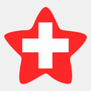 Switzerland National Flag Star Sticker