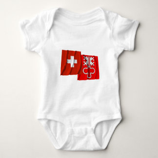 Switzerland & Nidwalden Waving Flags Baby Bodysuit