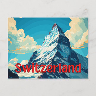 Switzerland Retro Matterhorn Mountain Travel Postcard