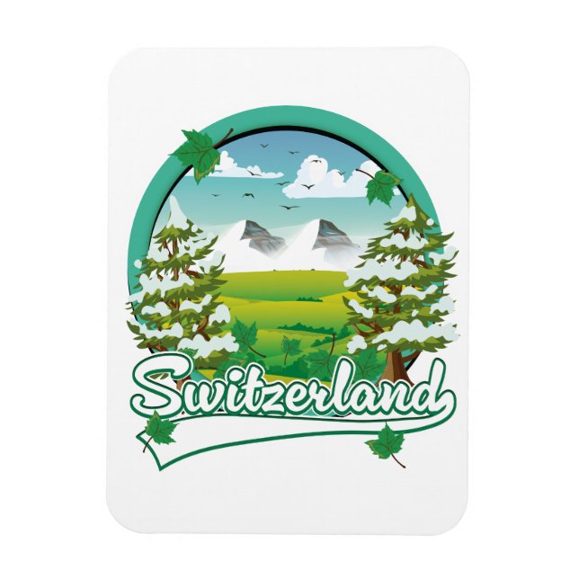Switzerland retro travel logo magnet (Vertical)