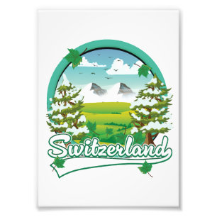 Switzerland retro travel logo photo print