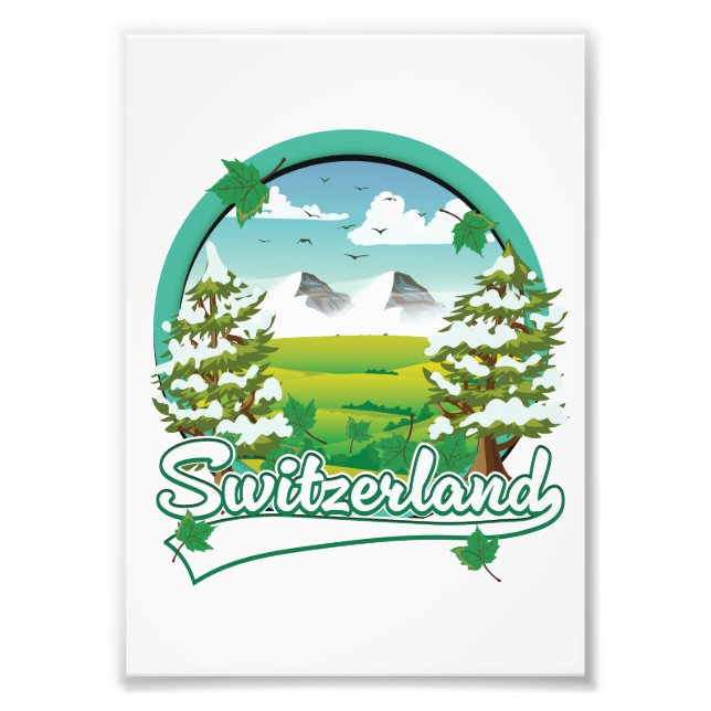 Switzerland retro travel logo photo print (Front)