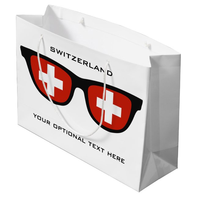 Switzerland Shades custom text & colour gift bag (Back Angled)