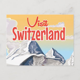 Switzerland Ski travel poster Postcard