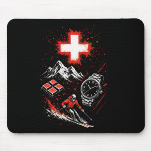 Switzerland Skiing Mountains Adventure Alps Mouse Pad