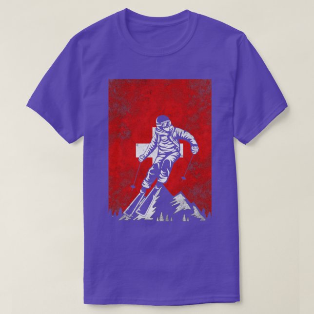 Switzerland Skiing T-Shirt (Design Front)