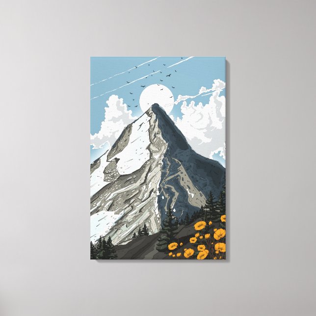 Switzerland Snow Capped Mountain Canvas Print (Front)