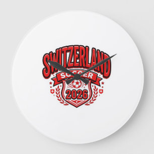 Switzerland Soccer 2026 Soccer Bold Country Typogr Large Clock
