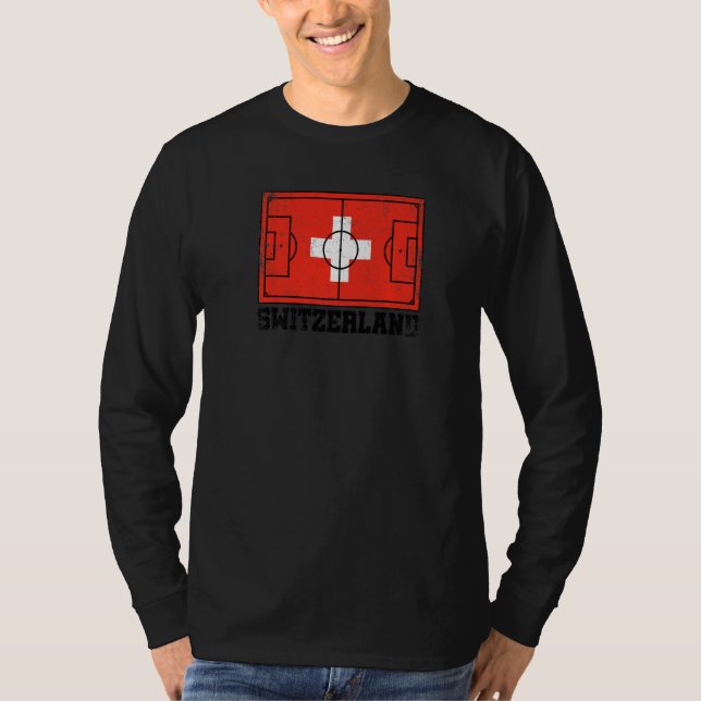 Switzerland Soccer Field Country Flag Swiss Pride T-Shirt (Front)