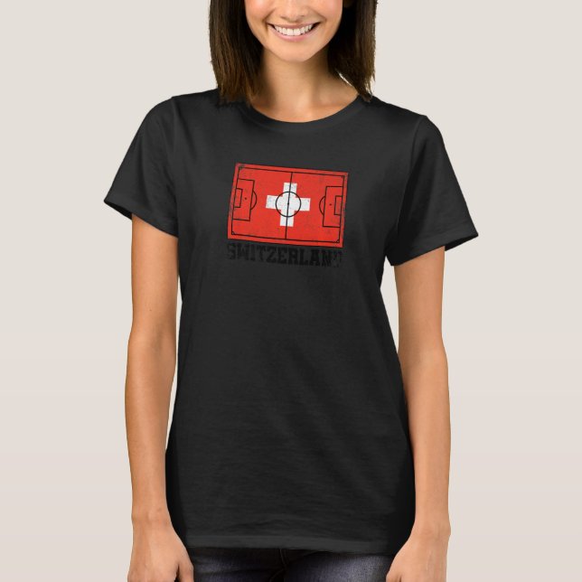 Switzerland Soccer Field Country Flag Swiss Pride T-Shirt (Front)