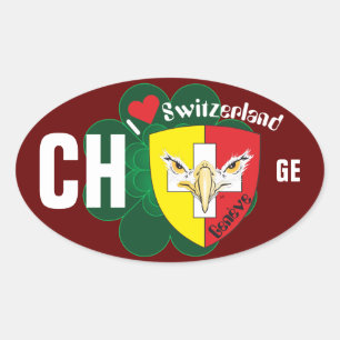 Switzerland Suisse Svizzera Svizra Switzerland Oval Sticker