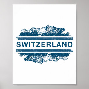 Switzerland Swiss Alps Skiing Souvenir Gift Poster
