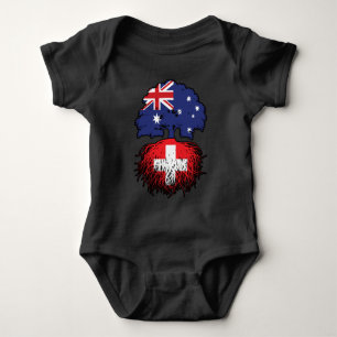 Switzerland Swiss Australian Australia Tree Roots Baby Bodysuit