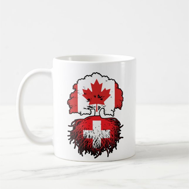Switzerland Swiss Canadian Canada Tree Roots Flag Coffee Mug (Left)