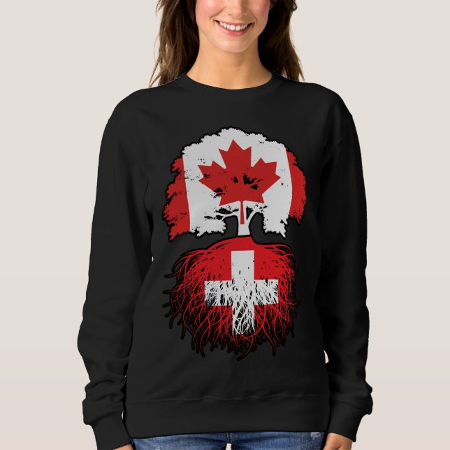 Switzerland Swiss Canadian Canada Tree Roots Flag Sweatshirt (Front)