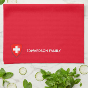 Switzerland Swiss Coat of arms monogrammed Tea Towel