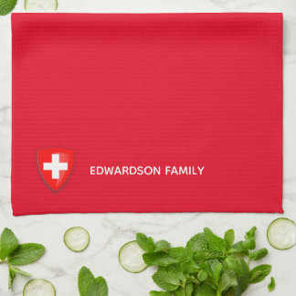 Switzerland Swiss Coat of arms monogrammed Tea Towel