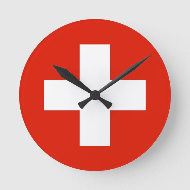 switzerland swiss country flag clock (Front)