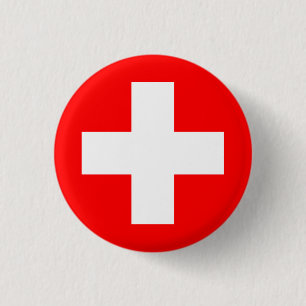 Switzerland (Swiss) Flag 3 Cm Round Badge