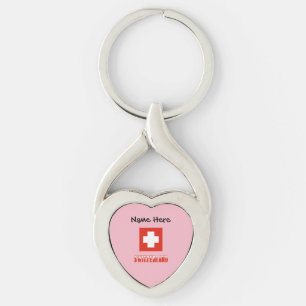 Switzerland Swiss Flag Black Personalisation Key Ring