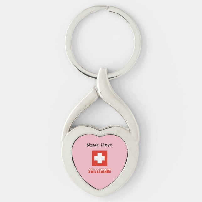Switzerland Swiss Flag Black Personalisation  Key Ring (Front)