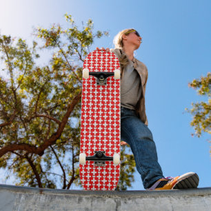 Switzerland Swiss Flag Colours Hearts Pattern Skateboard