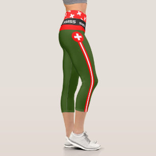 Switzerland & Swiss Flag fashion, Fitness, Sports Capri Leggings